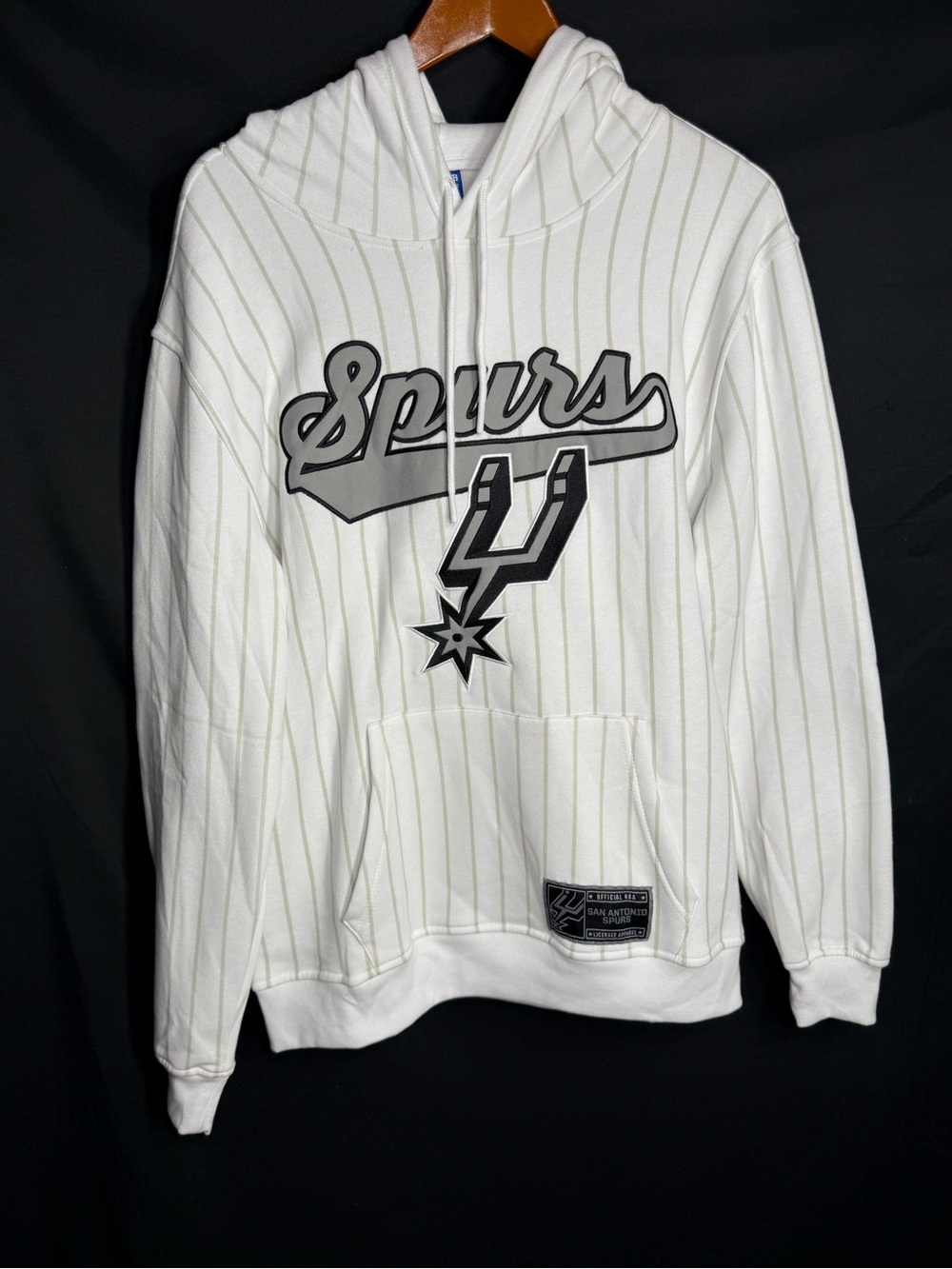 Reigning Champ White Pinstripe Spurs Pullover Hoodie size M new w tags